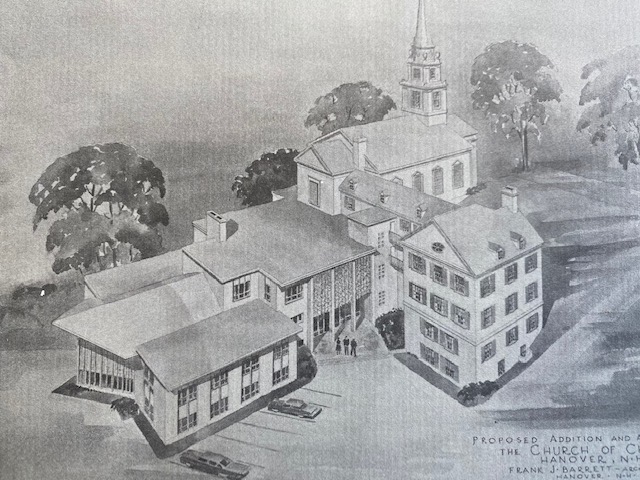 Artists drawing of new building with addition.